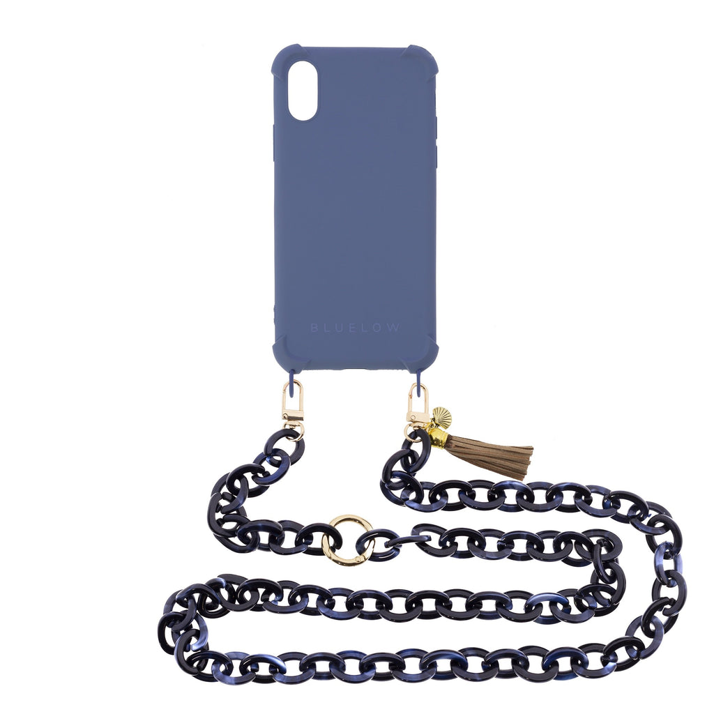 Funda móvil con cadena resina azul